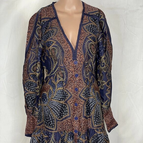 FARM Rio Long Sleeve Floral Mini Dress – White/Multicolor – Size S – NWT - Picture 1 of 9